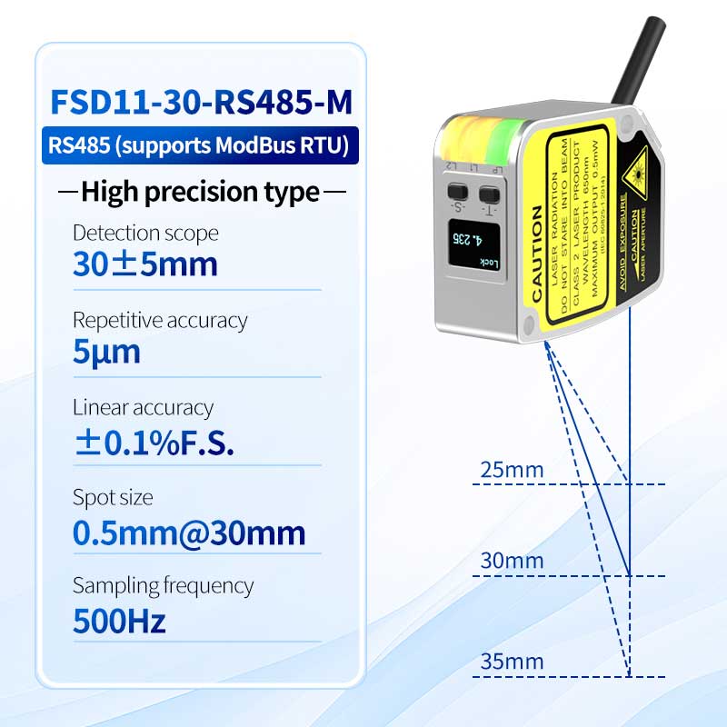 FSD11-30-RS485-M 고정밀 0.01mm 레이저 거리 측정 센서